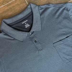 Van Heusen Polo Shirt Mens XXL Gray Micro Stripe Pocket Short Sleeve